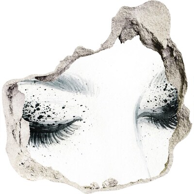 Fototapeta díra na zeď Zavřené oči v díře ve zdi