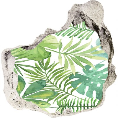 Nálepka 3D díra na zeď Tropický ráj mezi listy