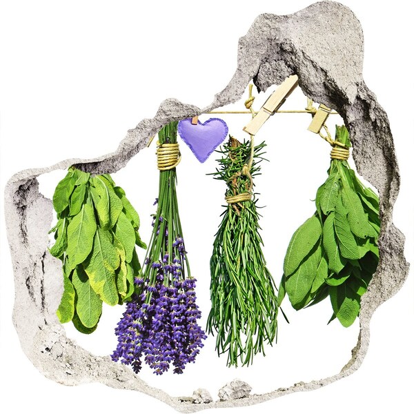 Nálepka 3D díra samolepící Bylinková zahrada Díra ve zdi