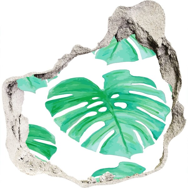 Nálepka 3D díra na zeď beton Zelená džungle za zdí