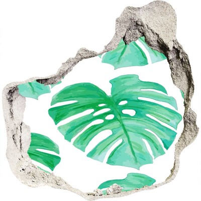 Nálepka 3D díra na zeď beton Zelená džungle za zdí