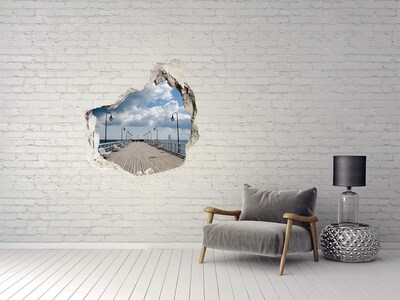 Díra 3D ve zdi nálepka Molo u moře