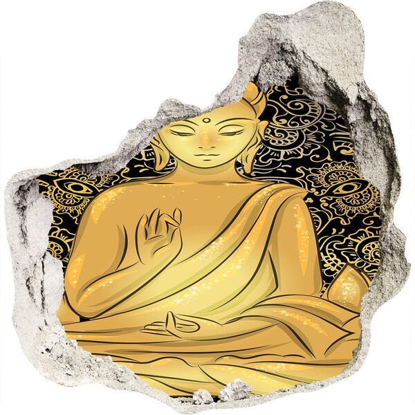 Díra 3D foto tapeta nálepka Sedící budha