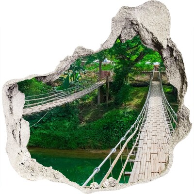 Díra 3D ve zdi nálepka Most nad řekou