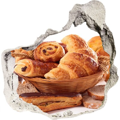 Nálepka 3D díra na zeď Lahodné pečivo v košíku