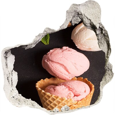 Nálepka 3D díra samolepící Díra ve zdi Zmrzlinová hostina