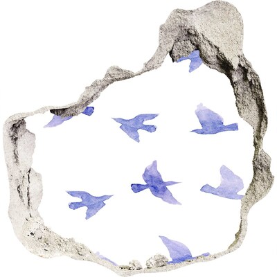 Díra 3D fototapeta nálepka Obloha s ptáky v díře ve zdi