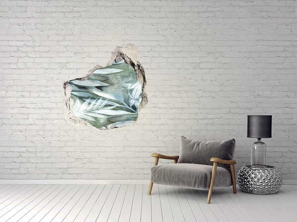 Nálepka 3D díra na zeď samolepící Zelená oáza v díře ve zdi