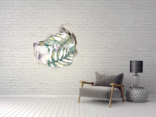 Nálepka 3D díra na zeď Tropická zahrada za zdí