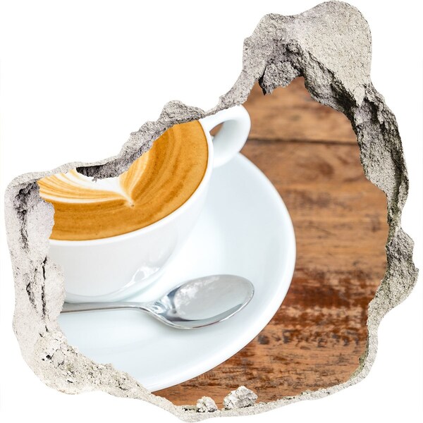 Nálepka 3D díra na zeď Káva v rozbité zdi