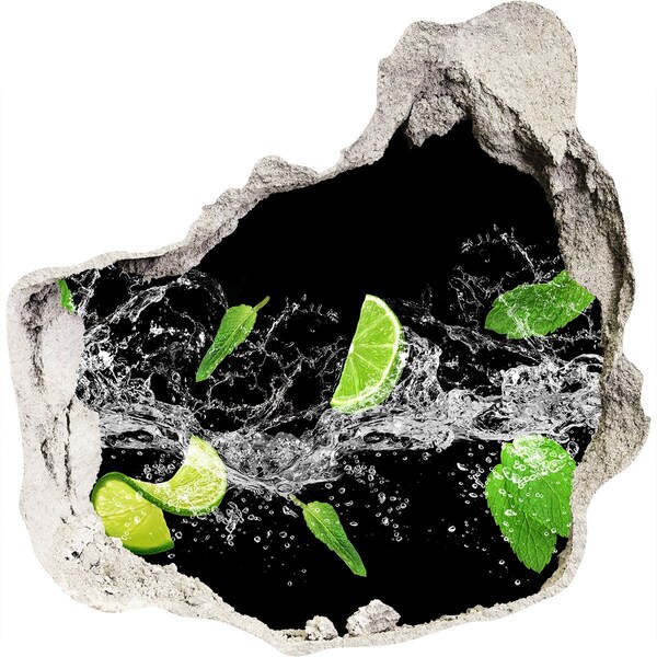 Nálepka 3D díra na zeď Osvěžující limetkový koktejl