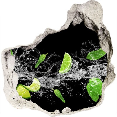 Nálepka 3D díra na zeď Osvěžující limetkový koktejl