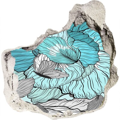 Nálepka 3D díra na zeď Květinová oáza v betonu