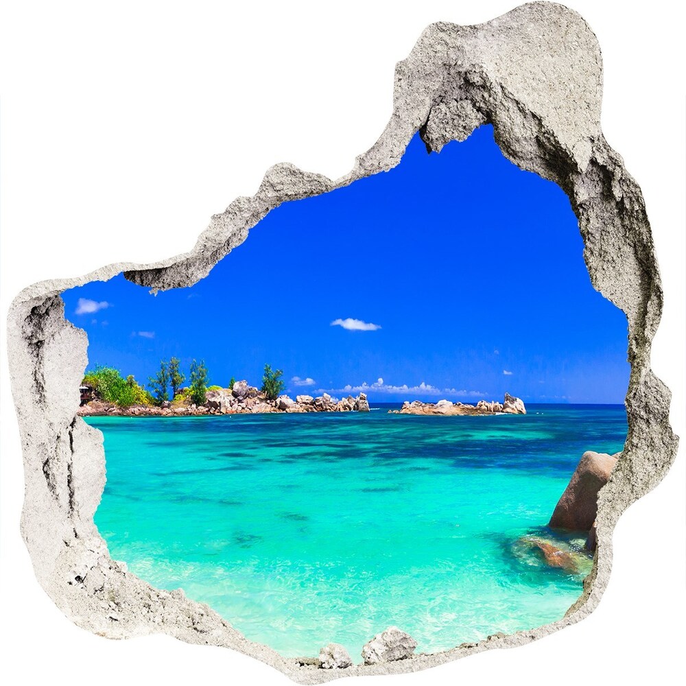 Díra 3D ve zdi nálepka Pláš Seychely