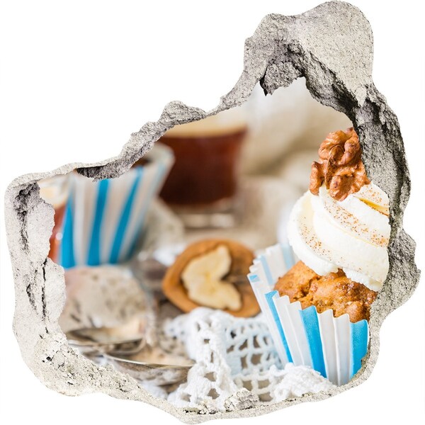 Nálepka 3D díra na zeď Sladký ráj s cupcakes