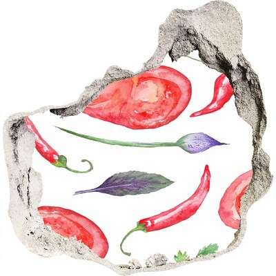 Samolepící nálepka Ovoce a zelenina v díře ve zdi