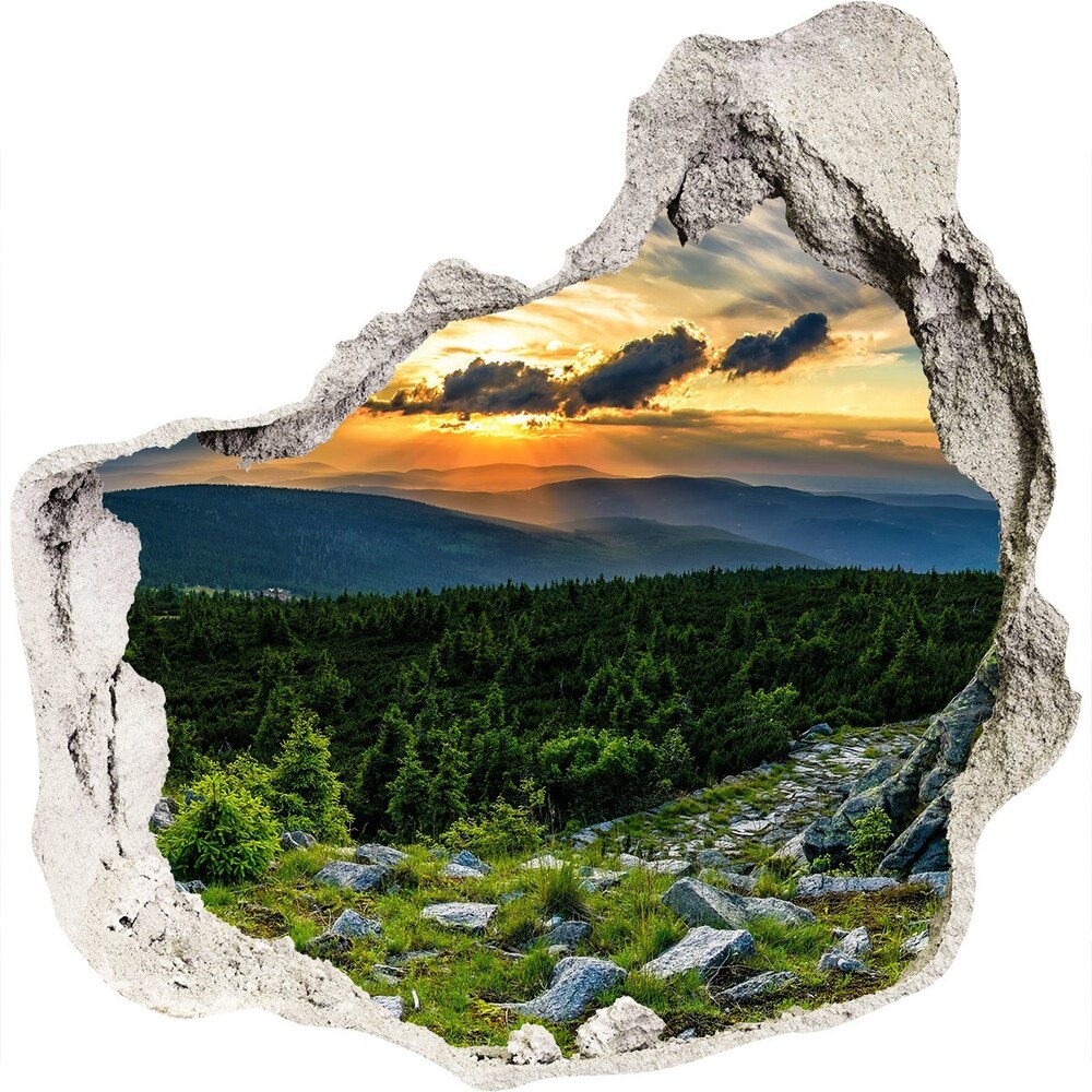 Díra 3D ve zdi nálepka Horské panorama