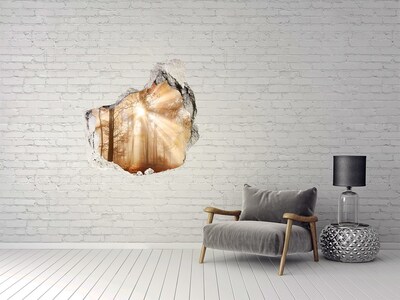 Díra 3D ve zdi nálepka Lesní průsmyk Slunce