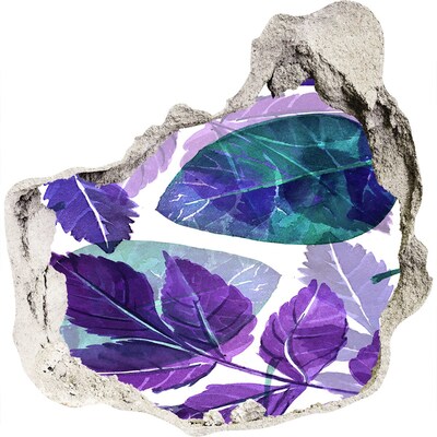 Nálepka 3D díra na zeď Zelené listy v díře ve zdi