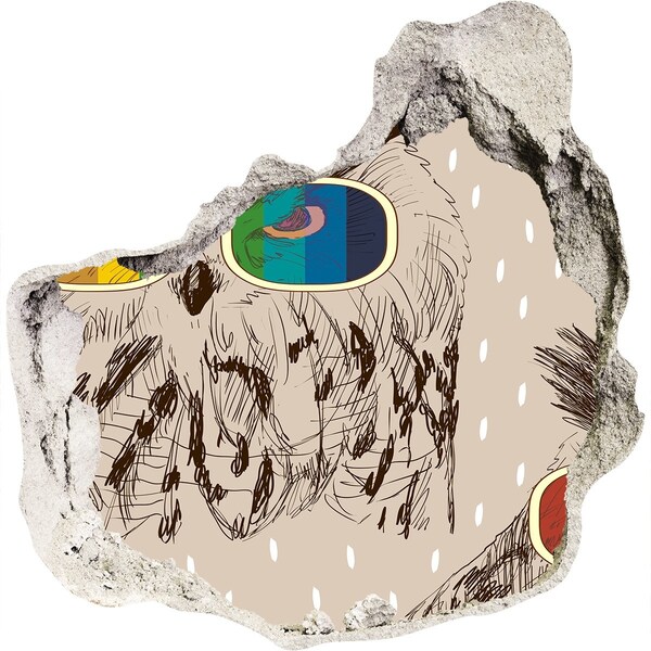 Díra 3D fototapeta nálepka Soví oko v díře ve zdi