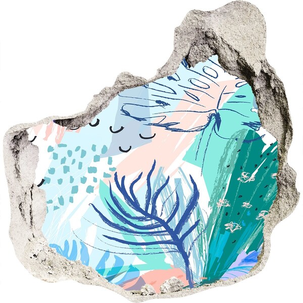 Nálepka 3D díra na zeď Tropický ráj za zdí