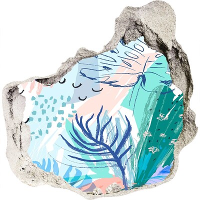 Nálepka 3D díra na zeď Tropický ráj za zdí