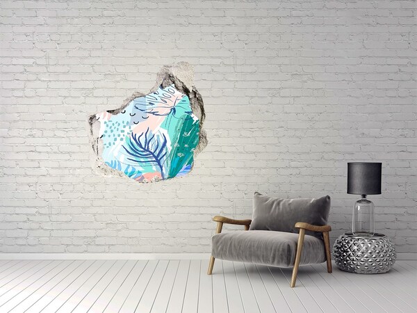 Nálepka 3D díra na zeď Tropický ráj za zdí