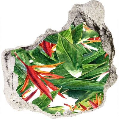 Nálepka 3D díra na zeď Tropický ráj za zdí