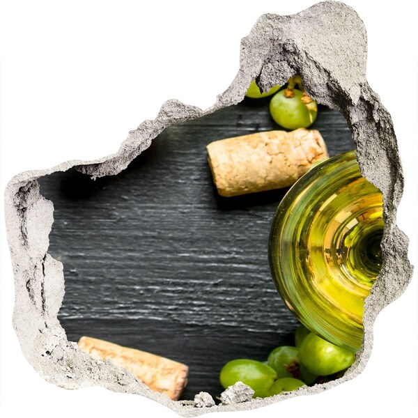 Nálepka 3D díra na zeď Víno a hrozny