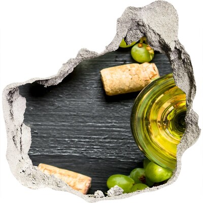 Nálepka 3D díra na zeď Víno a hrozny