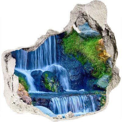 Díra 3D ve zdi nálepka Cihla vodopád