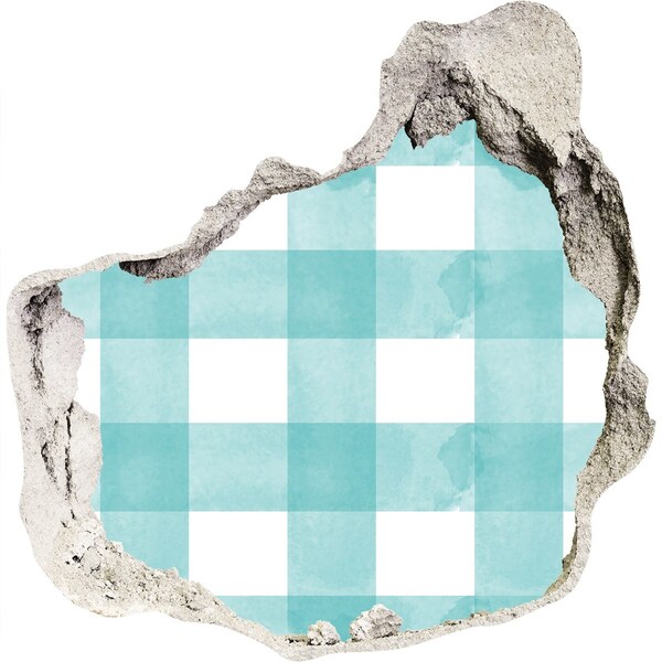 Fototapeta díra na zeď Poškozená zeď s modrou mřížkou