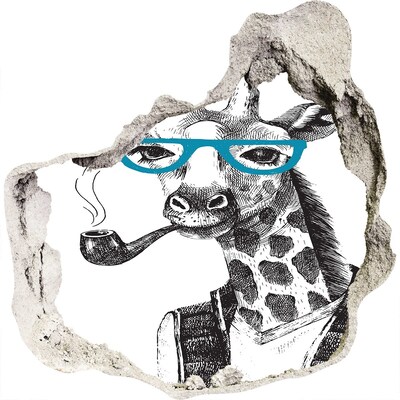 Díra 3D fototapeta nálepka Žirafa v brýlích