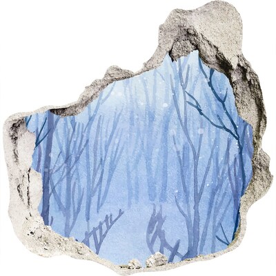 Díra 3D ve zdi nálepka Zimní krajina skrz díru ve zdi