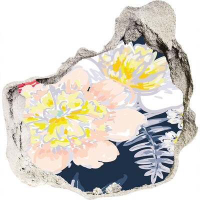 Nálepka 3D díra na zeď Květinová zahrada za zdí