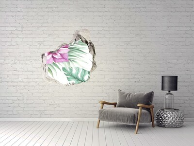 Nálepka 3D díra na zeď Tropický ráj za zdí