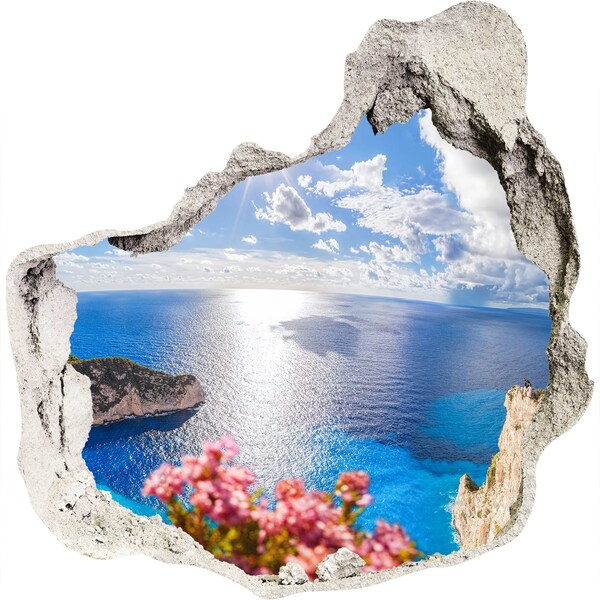 Díra 3D ve zdi nálepka Výhled z útesu nad mořem