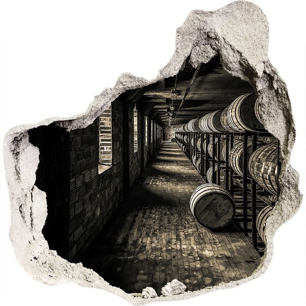 Fototapeta díra na zeď 3D Interiér sklepa s sudy