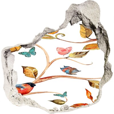 Díra 3D fototapeta nálepka Ptáci a motýli