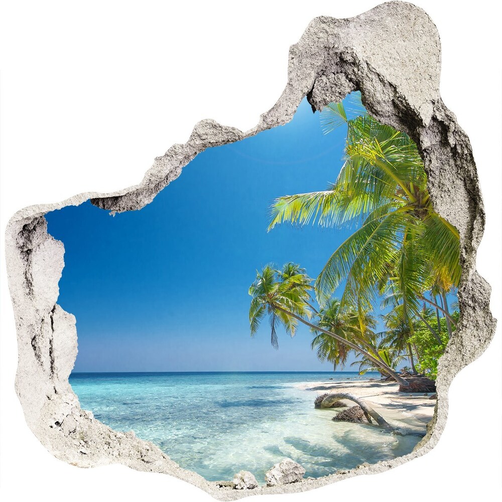 Díra 3D ve zdi na stěnu Maledivy pláž