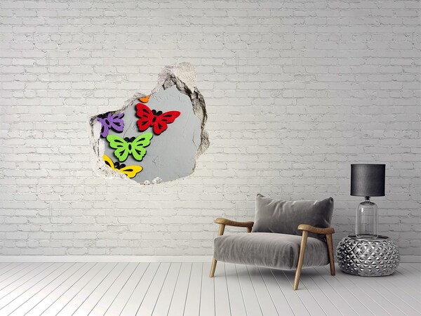 Díra 3D fototapeta nálepka Barevní motýli