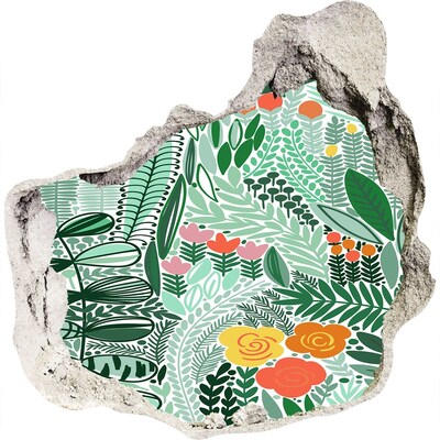 Nálepka 3D díra na zeď Díra ve zdi Květinová zahrada