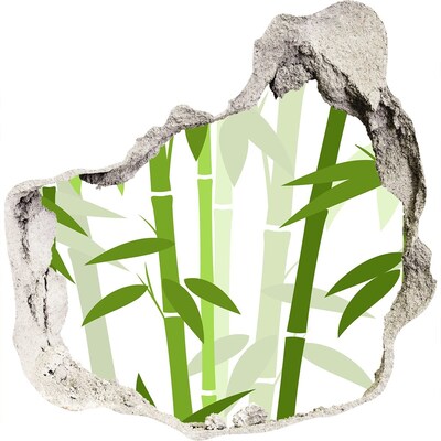 Nálepka 3D díra na zeď samolepící Bambus v díře ve zdi