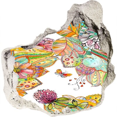 Díra 3D fototapeta nálepka Květinový ráj za zdmi