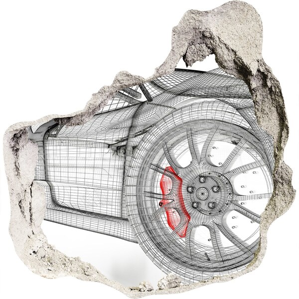 Foto fotografie díra na zeď Závodní auto s dírou ve zdi