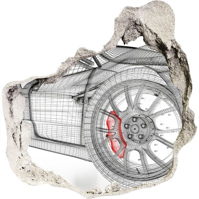 Foto fotografie díra na zeď Závodní auto s dírou ve zdi