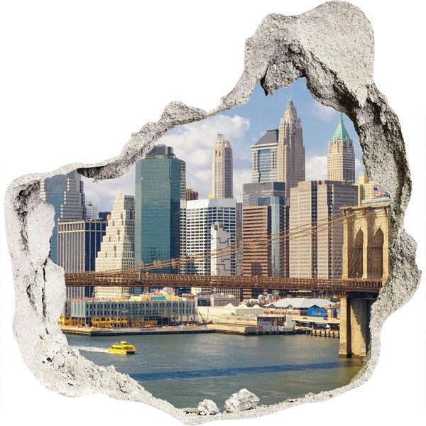Fototapeta díra na zeď 3D New York za dírou ve zdi