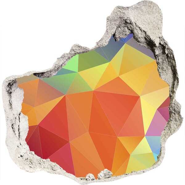 Samolepící díra na stěnu Barevná geometrie v díře ve zdi