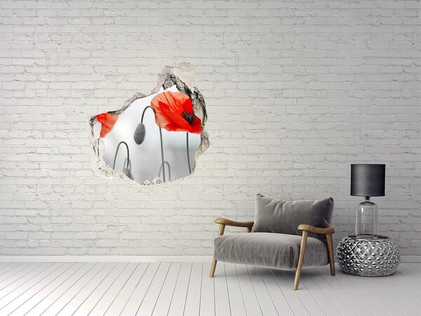 Samolepící nálepka na zeď fototapeta Květiny v díře ve zdi