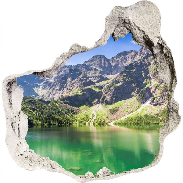 Díra 3D ve zdi nálepka Morské oko Tatry